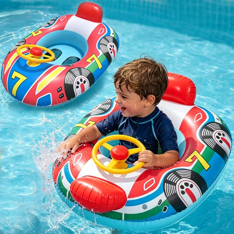 Baby Cute Car Airplane Swimming Pool Float Kids Toddler Inflatable Summer Beach Floatie Boat Swim Tube Ring with Handles Safety