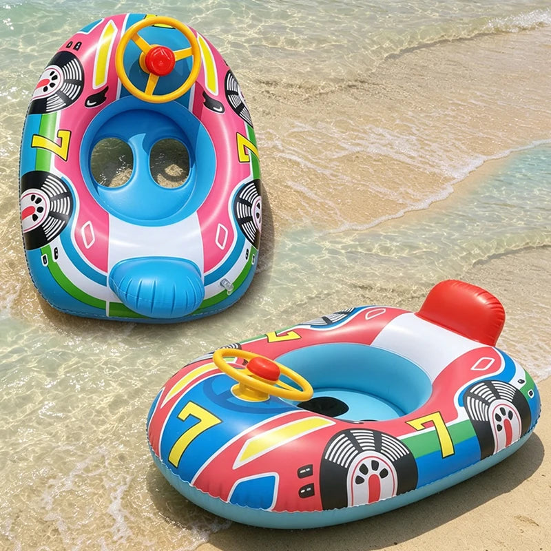 Baby Cute Car Airplane Swimming Pool Float Kids Toddler Inflatable Summer Beach Floatie Boat Swim Tube Ring with Handles Safety