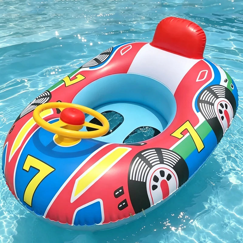 Baby Cute Car Airplane Swimming Pool Float Kids Toddler Inflatable Summer Beach Floatie Boat Swim Tube Ring with Handles Safety