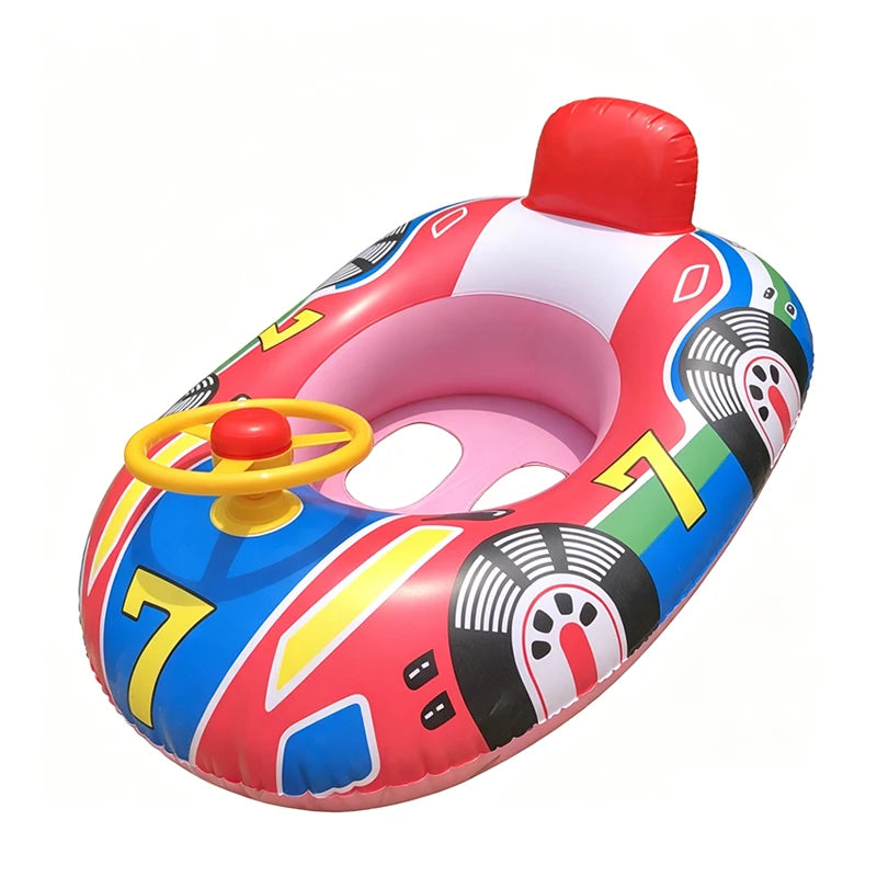 Baby Cute Car Airplane Swimming Pool Float Kids Toddler Inflatable Summer Beach Floatie Boat Swim Tube Ring with Handles Safety
